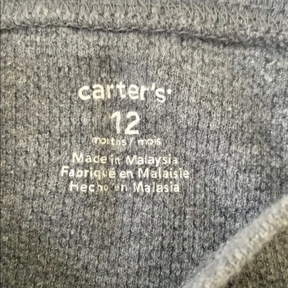 Boys 12m Carters Knit Long Sleeve Penguin Shirt Gray Grey Color Baby Toddler